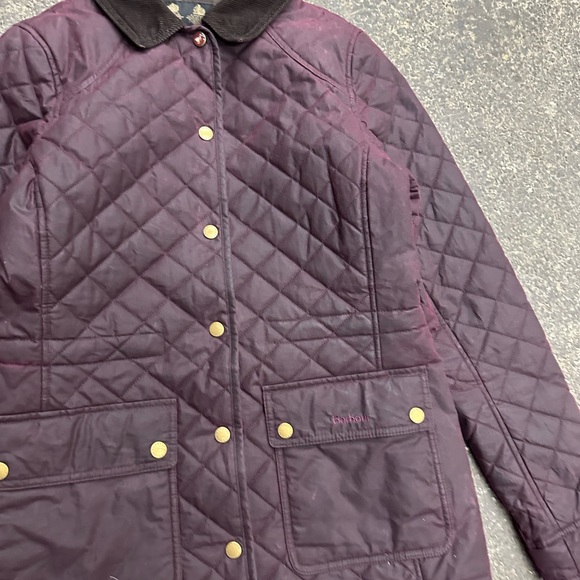 Barbour Quilted 4 Oz Wax Jacket Purple Flannel Lined Women’s US 6 Plum Outdoor - Picture 3 of 10